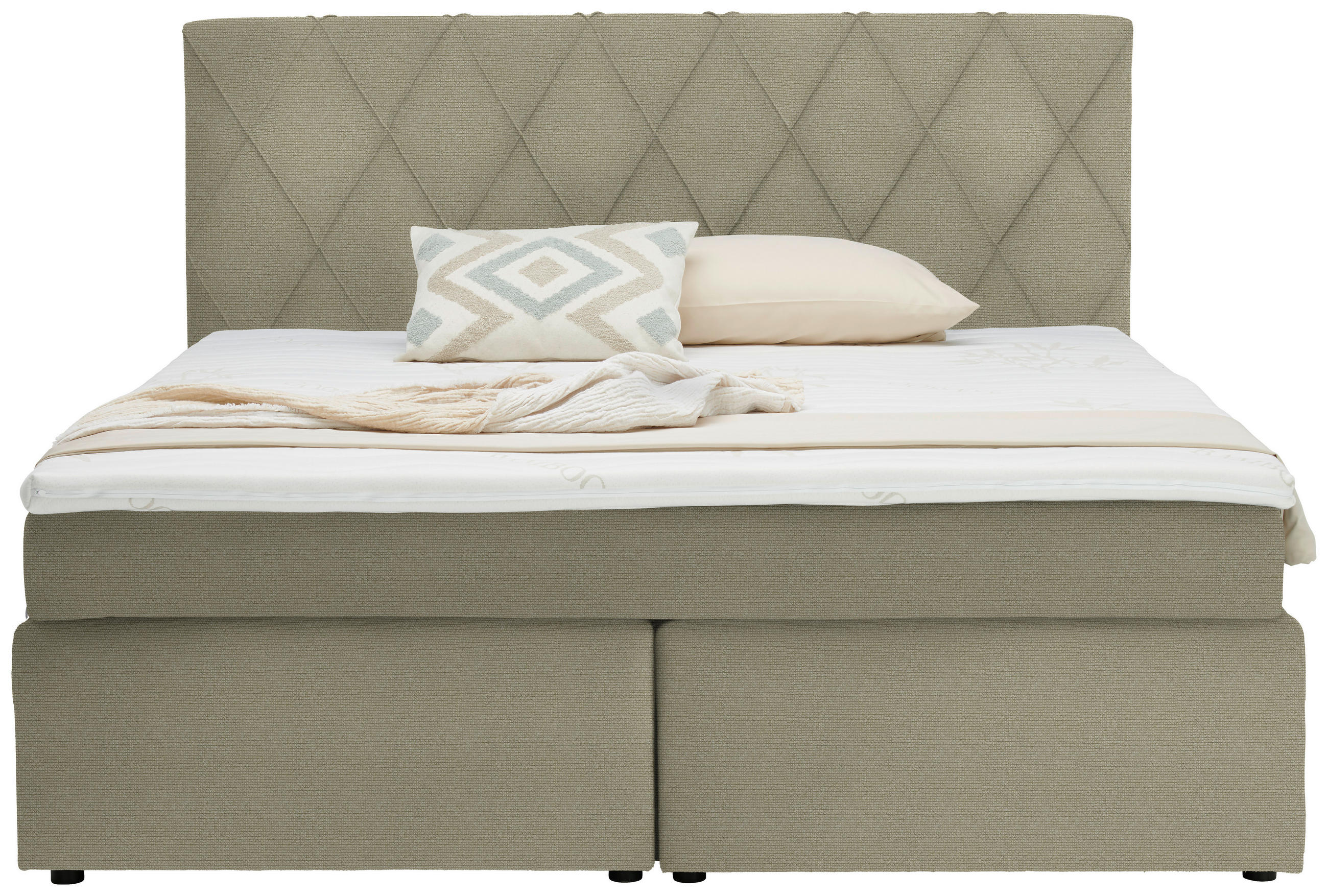 BOXSPRINGBETT 160/200 cm  in Beige  - Beige/Schwarz, Design, Holzwerkstoff/Kunststoff (160/200cm) - Xora