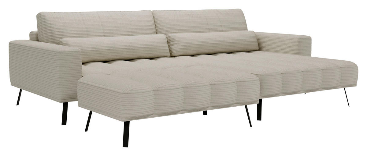 ECKSOFA in Cord Naturfarben  291/204 cm  - Schwarz/Naturfarben, Design, Textil/Metall (291/204cm) - Lomoco
