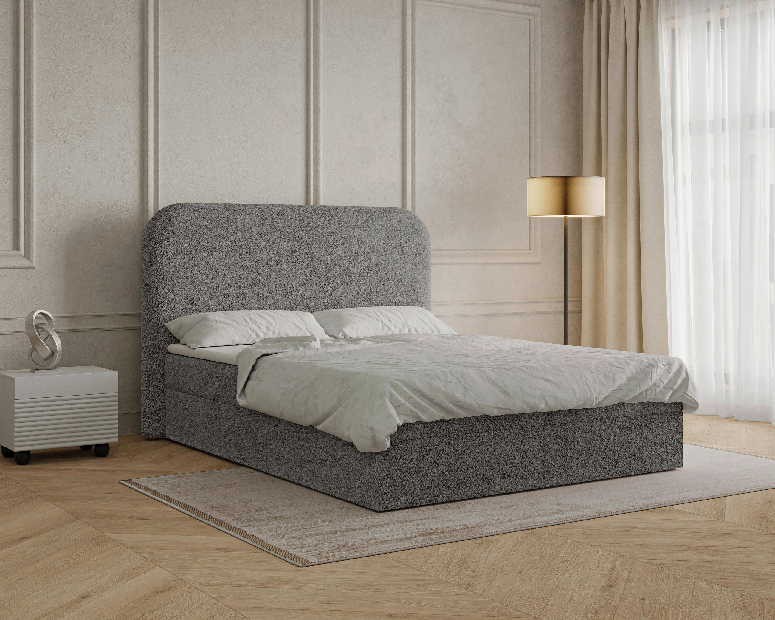 BOXBETT 180/200 cm,  in Anthrazit, Bettkasten, Topper,  - Anthrazit/Schwarz, MODERN, Holz/Kunststoff (180/200cm) - MID.YOU