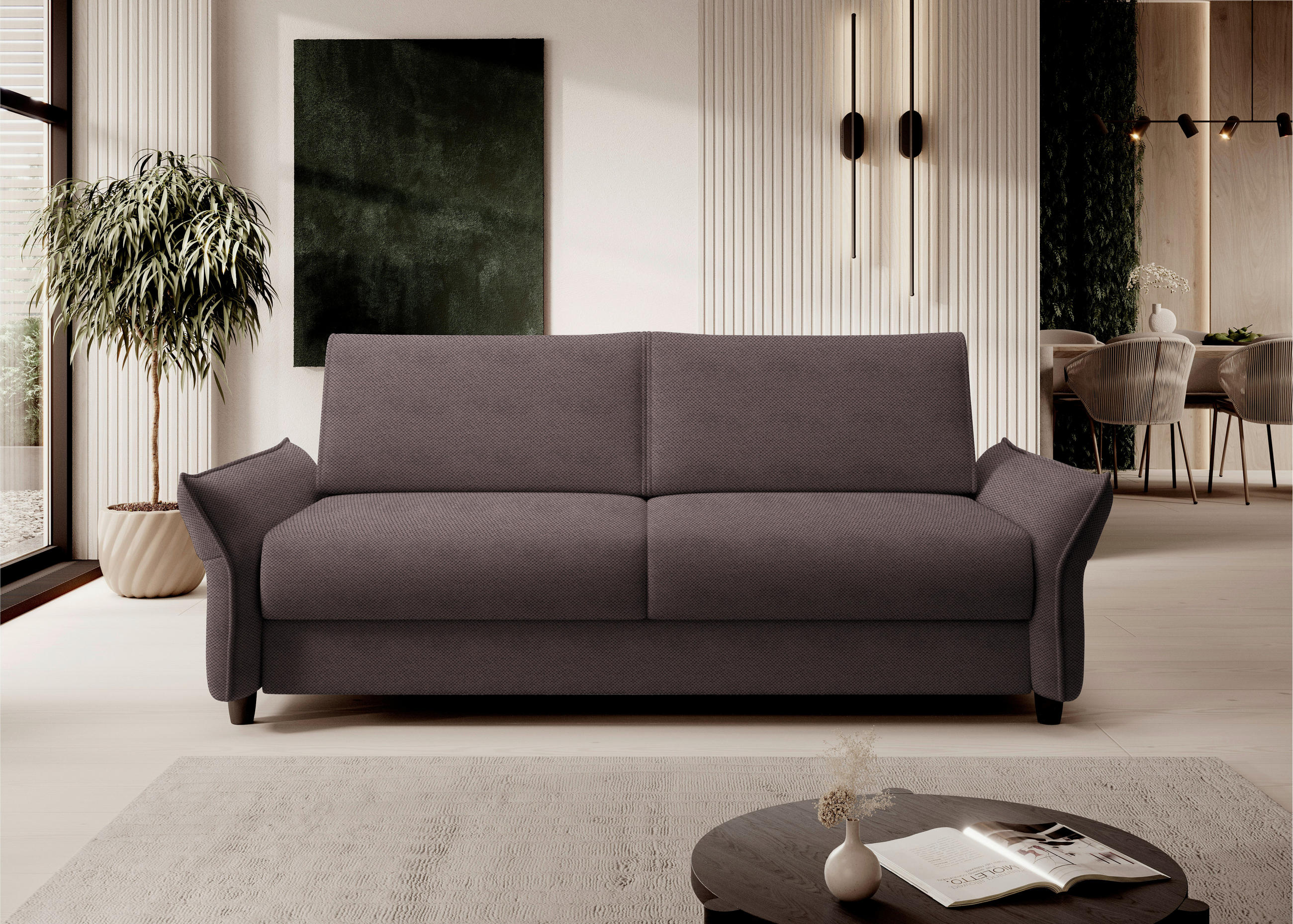 SCHLAFSOFA Webstoff Taupe  - Taupe/Schwarz, KONVENTIONELL, Kunststoff/Textil (198/82/106cm) - MID.YOU