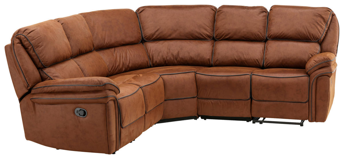 ECKSOFA Braun, Schwarz Lederlook (vegan)  - Schwarz/Braun, Design, Textil (169/169cm) - Livetastic