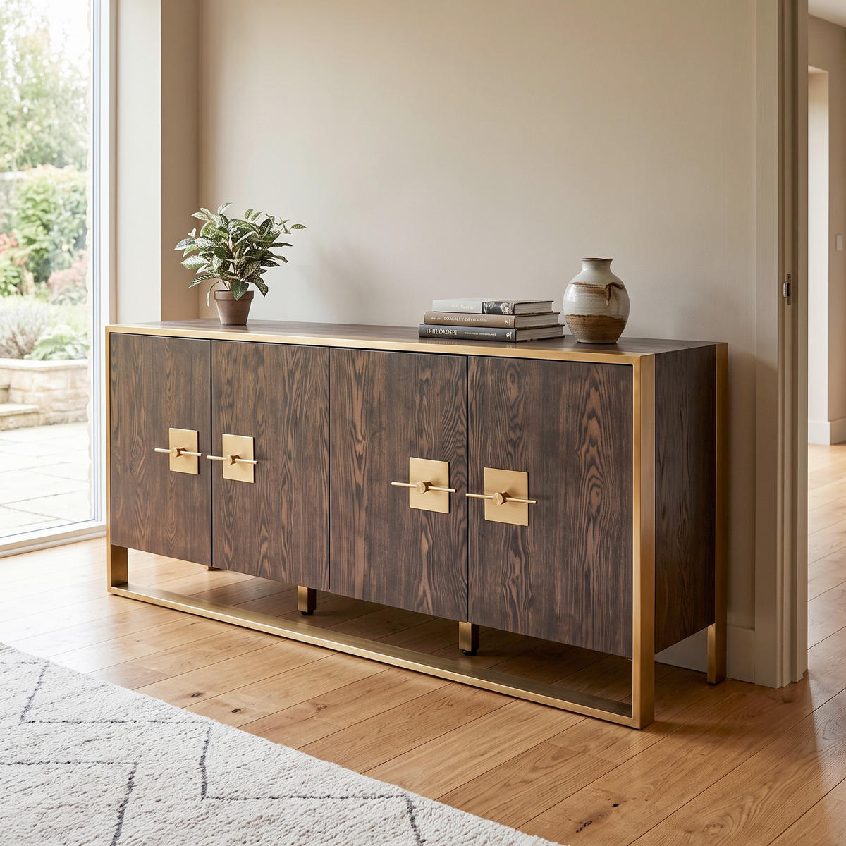 SIDEBOARD  180/80/40 cm  - Messingfarben/Braun, Trend, Holzwerkstoff/Metall (180/80/40cm) - Kare-Design