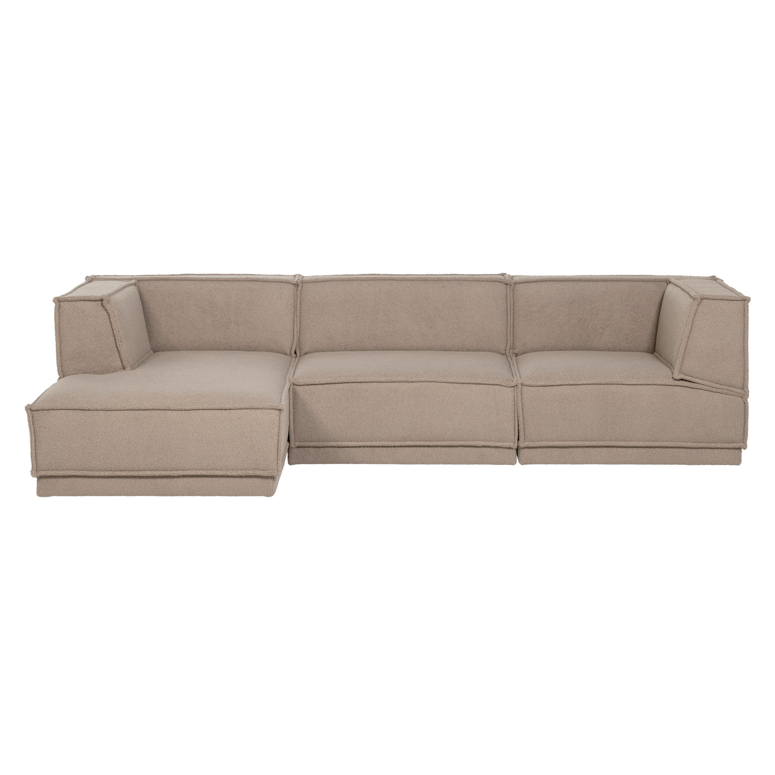 ECKSOFA Manu in Teddystoff Taupe  160/286 cm  - Taupe/Schwarz, MODERN, Kunststoff/Textil (160/286cm) - Livetastic