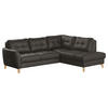 ECKSOFA in Lederlook Echtleder Dunkelbraun  - Dunkelbraun/Buchefarben, Design, Leder/Holz (236/190cm) - Livetastic