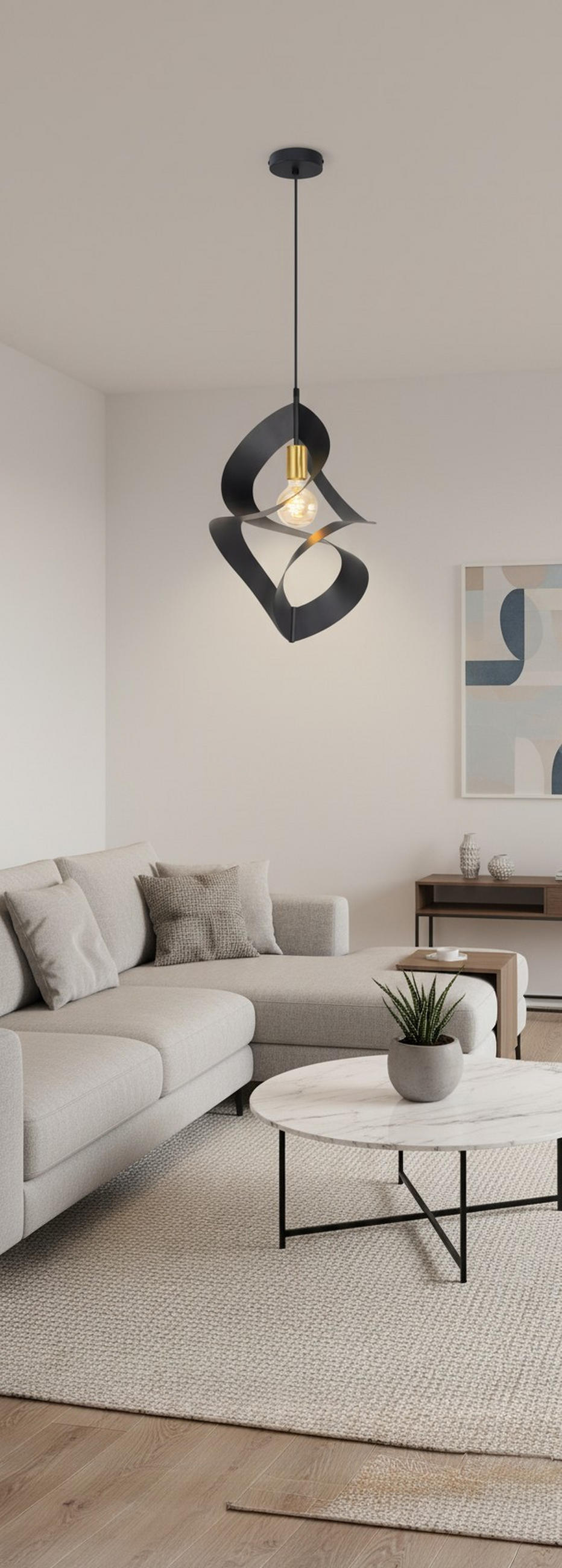 HÄNGELEUCHTE 35/120 cm  - Goldfarben/Schwarz, Design, Metall (35/120cm) - Collet's Monde