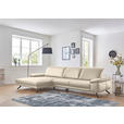 ECKSOFA  in Echtleder Creme  193/328 cm  - Creme/Schwarz, Design, Leder/Metall (193/328cm) - Dieter Knoll