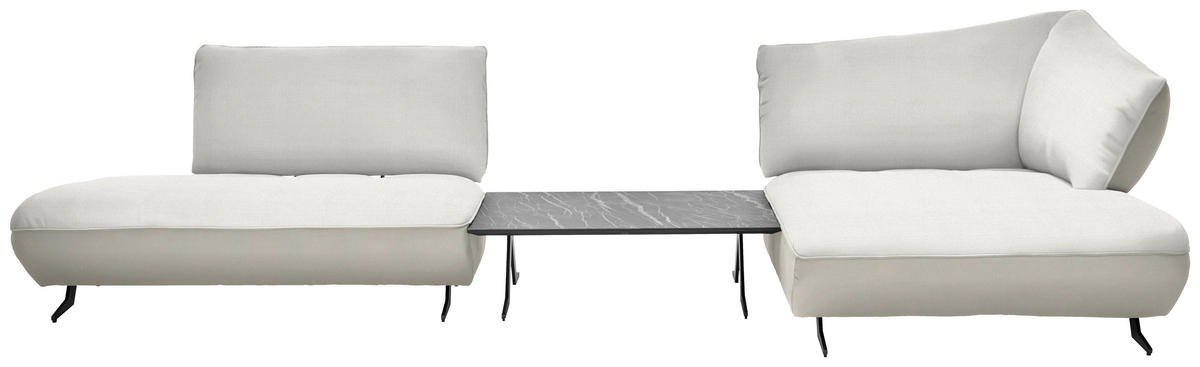ECKSOFA in Struktur, Chenille Creme, Naturfarben  265/172 cm  - Anthrazit/Creme, Design, Textil/Metall (265/172cm) - Joop!