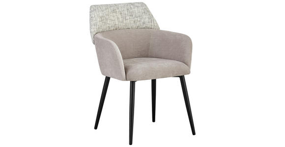 ARMLEHNSTUHL in Eisen Webstoff - Greige/Schwarz, Design, Textil/Metall (61/83/61cm) - Novel