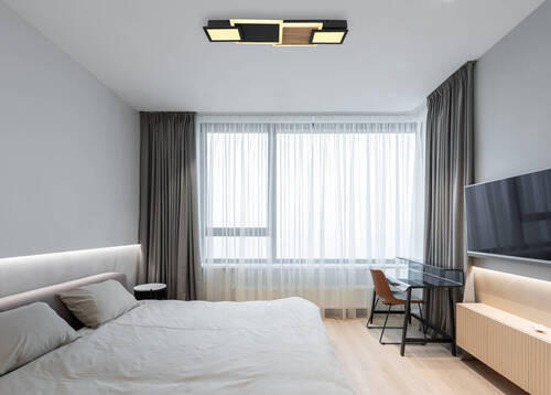 LED-DECKENLEUCHTE 30 W    71,5/25/8 cm  - Opal/Schwarz, Design, Holzwerkstoff/Kunststoff (71,5/25/8cm) - Globo