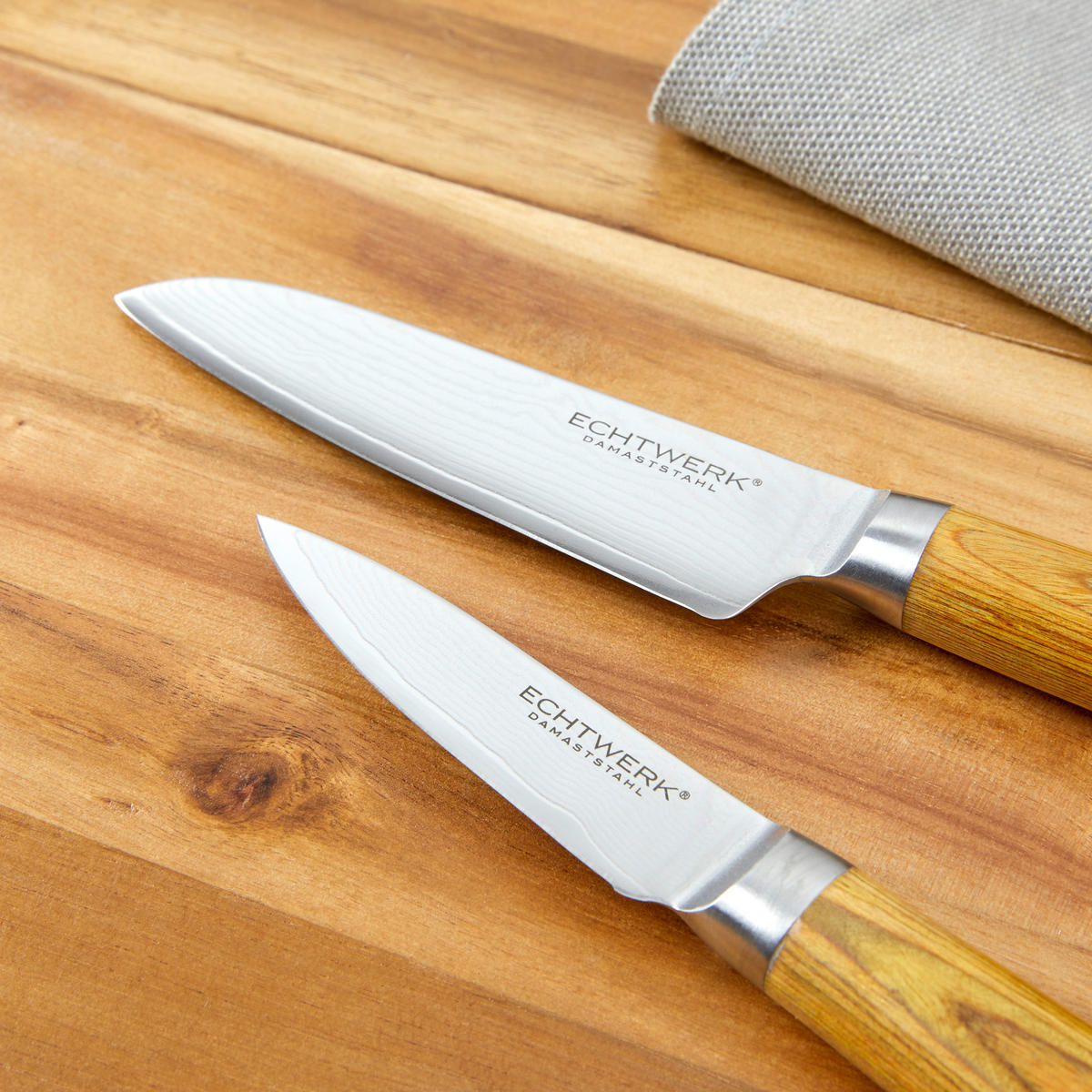MESSERSET 2-teilig  - Silberfarben/Braun, MODERN, Holz/Metall - Echtwerk