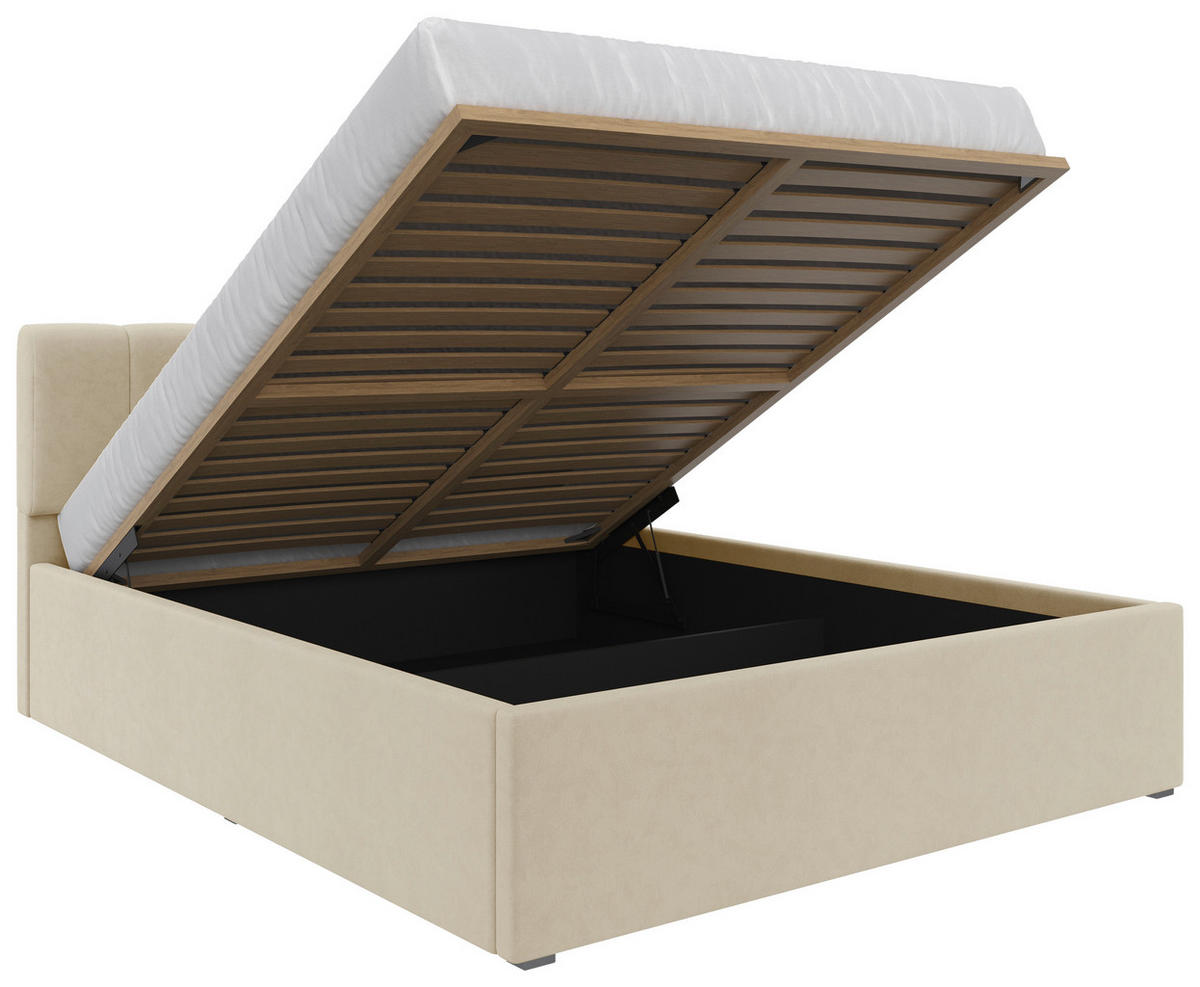 POLSTERBETT 160/200 cm  in Creme  - Creme/Schwarz, Design, Holz/Kunststoff (160/200cm) - Stylife