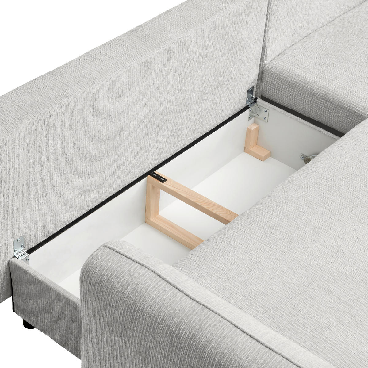 ECKSOFA in Struktur Naturfarben  - Schwarz/Naturfarben, Konventionell, Holz/Textil (247/170cm) - Carryhome