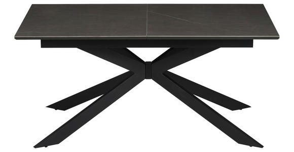 ESSTISCH Grau, Schwarz rechteckig  ausziehbar  - Schwarz/Grau, Design, Keramik/Holzwerkstoff (160-200/90/76cm) - Carryhome