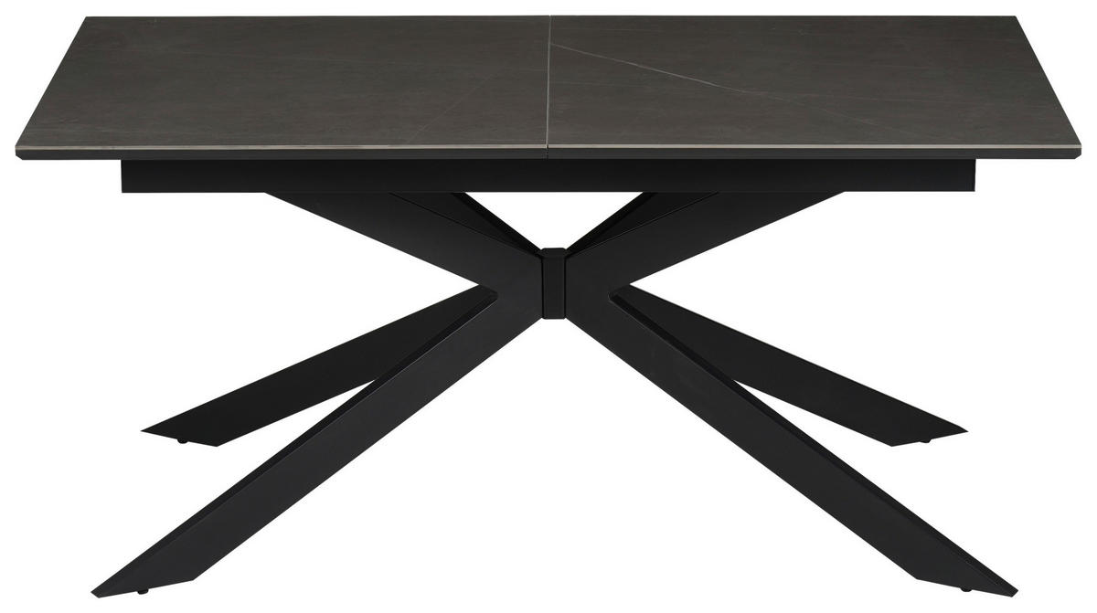 ESSTISCH Grau, Schwarz rechteckig  ausziehbar  - Schwarz/Grau, Design, Keramik/Holzwerkstoff (160-200/90/76cm) - Carryhome
