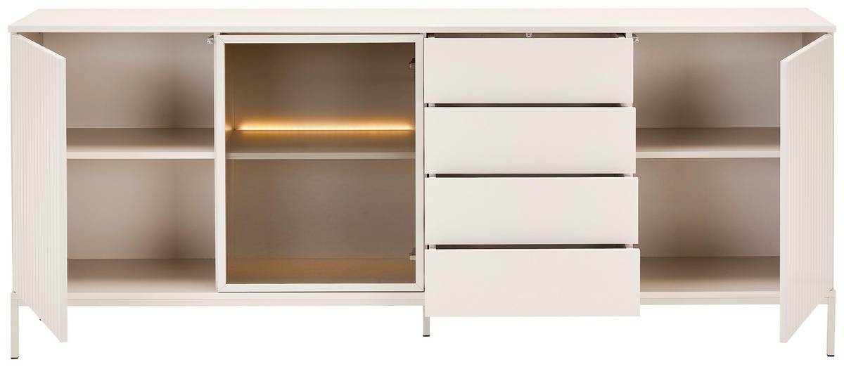 SIDEBOARD  in 205,8/81/38 cm  - Kaschmir, KONVENTIONELL, Glas/Holzwerkstoff (205,8/81/38cm) - Xora