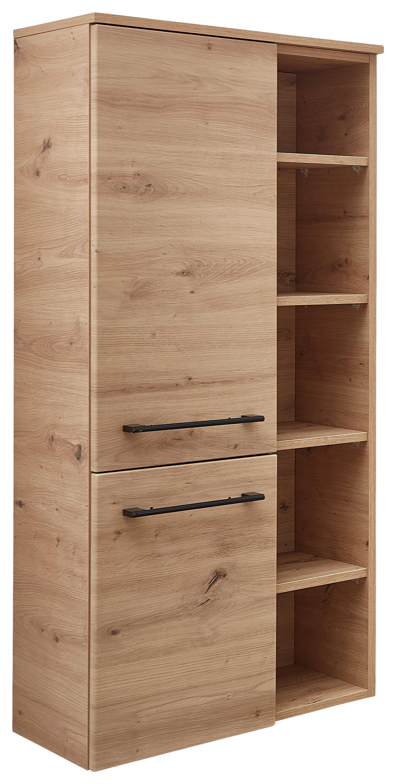 MIDISCHRANK 50,2/121,6/33 cm  - Schwarz/Eiche Artisan, KONVENTIONELL, Glas/Holzwerkstoff (50,2/121,6/33cm) - Sadena