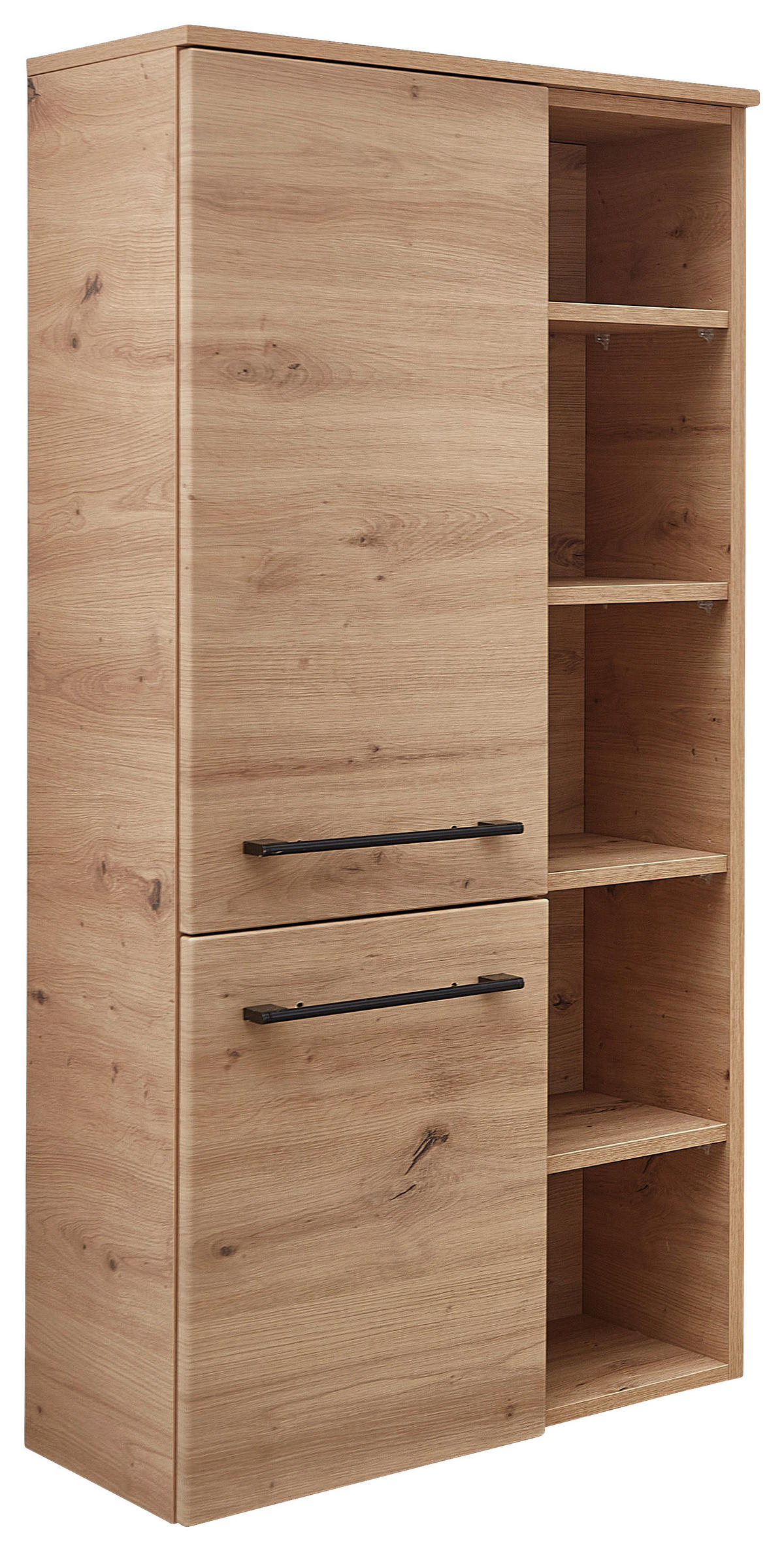 MIDISCHRANK 50,2/121,6/33 cm  - Schwarz/Eiche Artisan, KONVENTIONELL, Glas/Holzwerkstoff (50,2/121,6/33cm) - Sadena