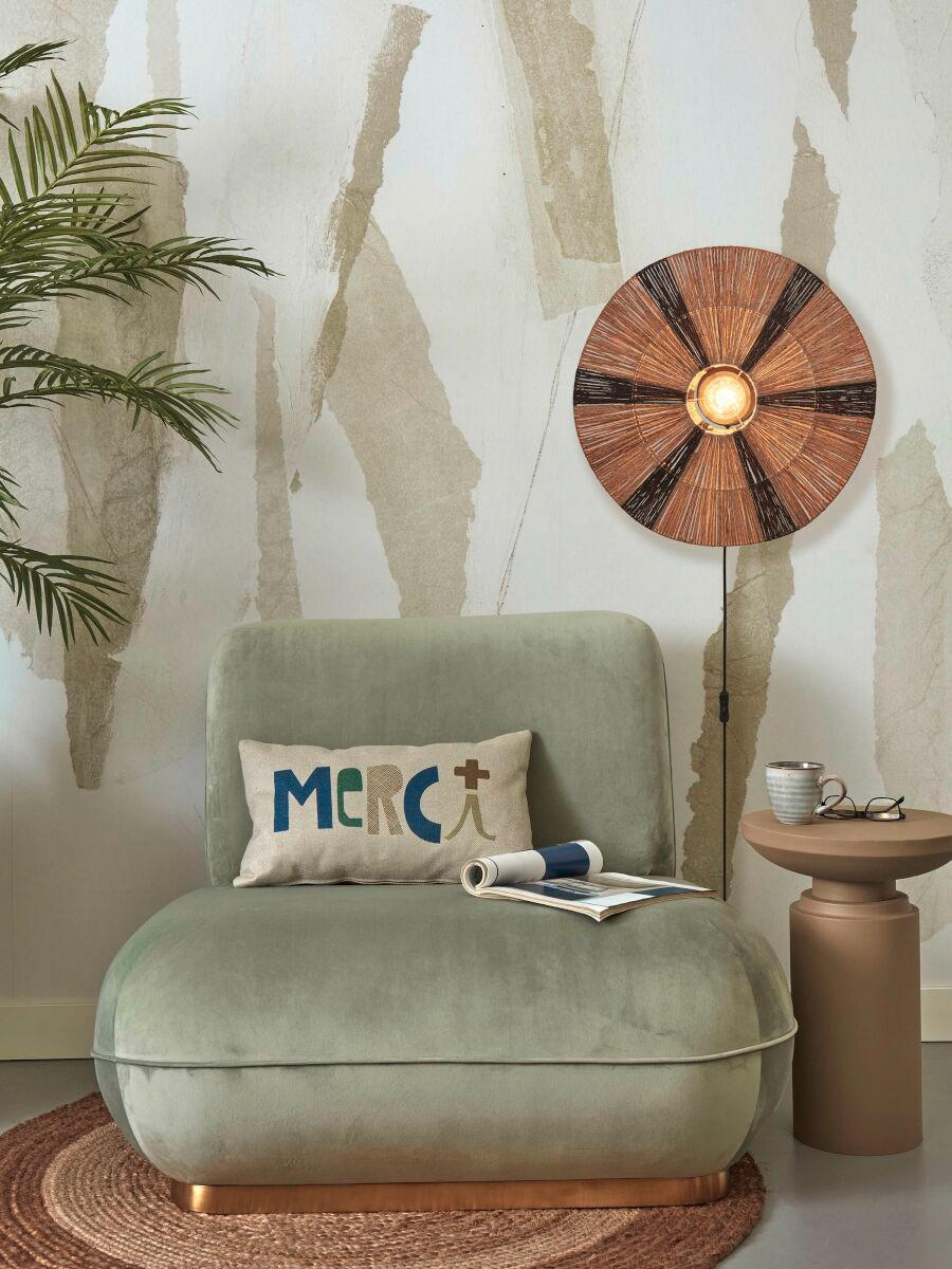 WANDLEUCHTE GOOD&MOJO  14/55/55 cm   - Schwarz/Naturfarben, Trend (14/55/55cm) - Good & Mojo