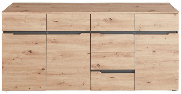 SIDEBOARD Graphitfarben, Eiche Artisan  - Graphitfarben/Schwarz, Design, Holzwerkstoff/Kunststoff (180/82/44cm) - Voleo