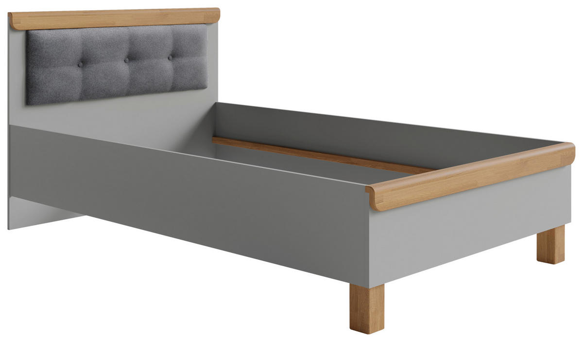 BETT 140/200 cm  in Grau, Eichefarben  - Eichefarben/Grau, KONVENTIONELL, Holz/Textil (140/200cm) - Cantus