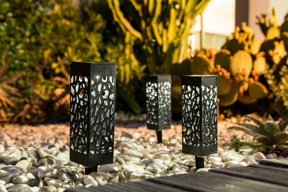 SZOLÁRLÁMPA SZETT 3 részes  - fekete, Lifestyle, műanyag (6/28,5cm) - Ambia Garden