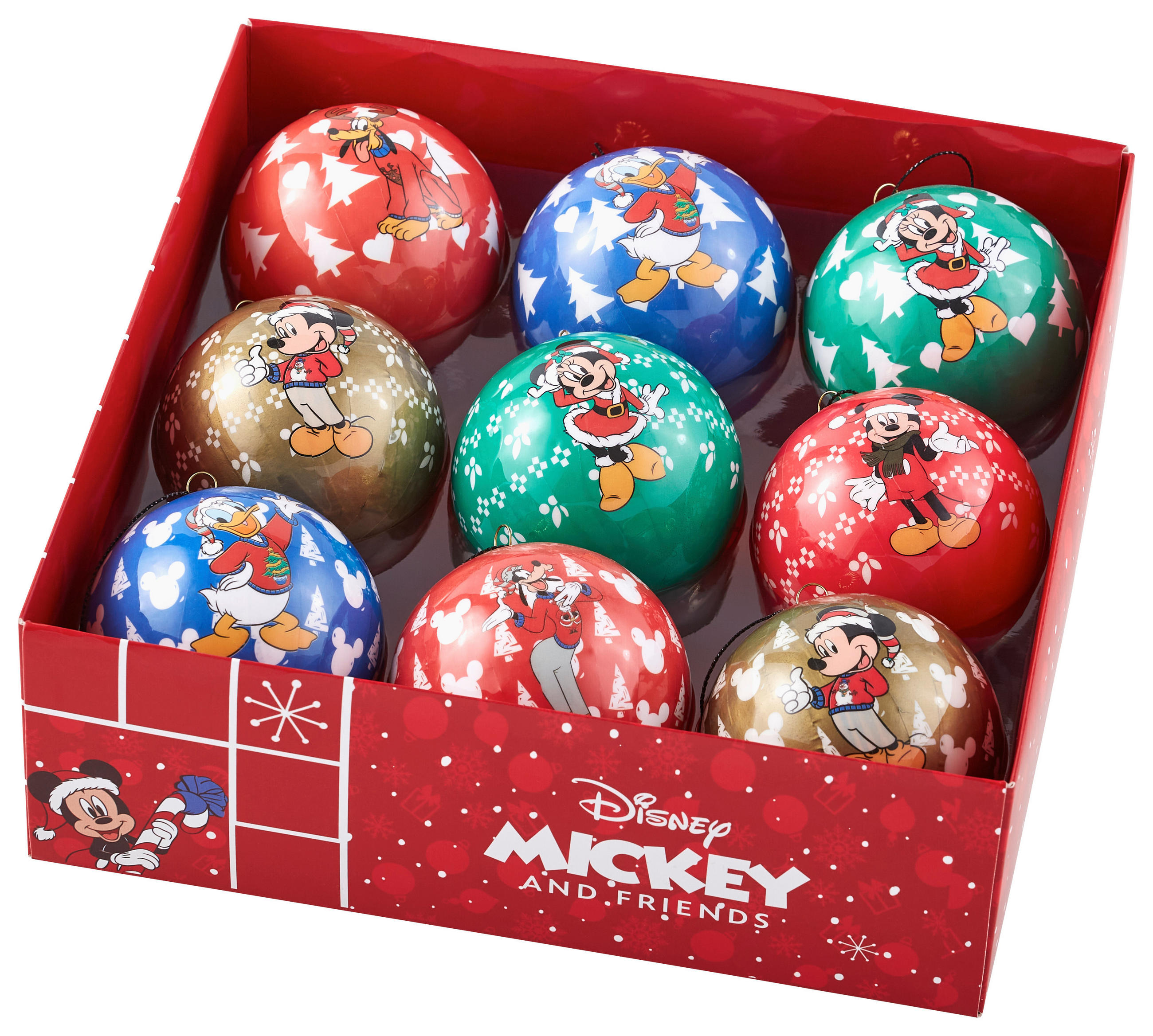 CHRISTBAUMKUGEL-SET 9-teilig Mickey and friends  - Blau/Rot, Trend, Kunststoff (7.5/7.5/7.5cm) - Disney