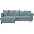 ECKSOFA in Webstoff Türkis  284/162 cm  - Türkis/Eichefarben, KONVENTIONELL, Holz/Textil (284/162cm) - Carryhome