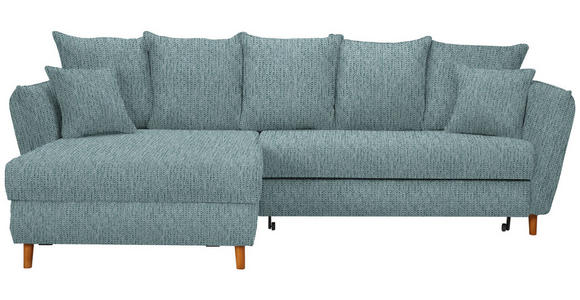 ECKSOFA in Webstoff Türkis  284/162 cm  - Türkis/Eichefarben, KONVENTIONELL, Holz/Textil (284/162cm) - Carryhome