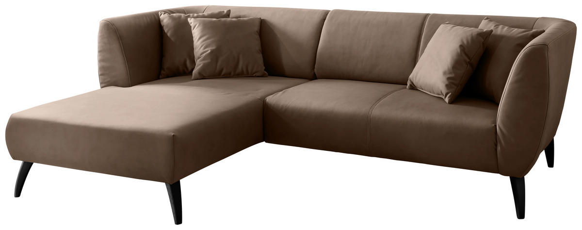 ECKSOFA Braun Lederlook  - Schwarz/Braun, MODERN, Holz/Textil (160/264cm) - Livetastic