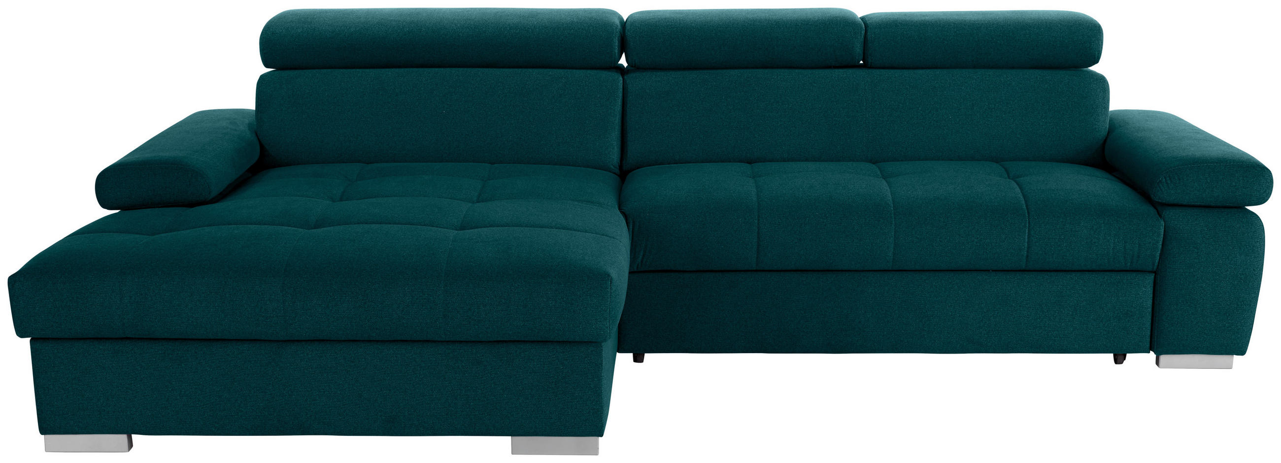 ECKSOFA in Velours Dunkelgrün  - Dunkelgrün/Silberfarben, Design, Holz/Textil (183/292cm) - Livetastic