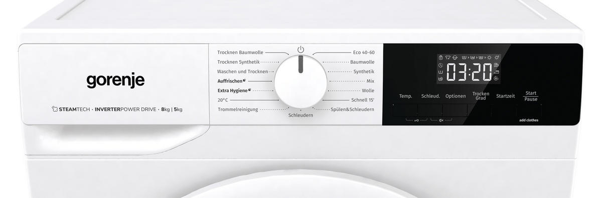 WASCHTROCKNER W3D2A854ADPS/DE  - Weiß, MODERN, Glas/Kunststoff (60/85/54cm) - Gorenje