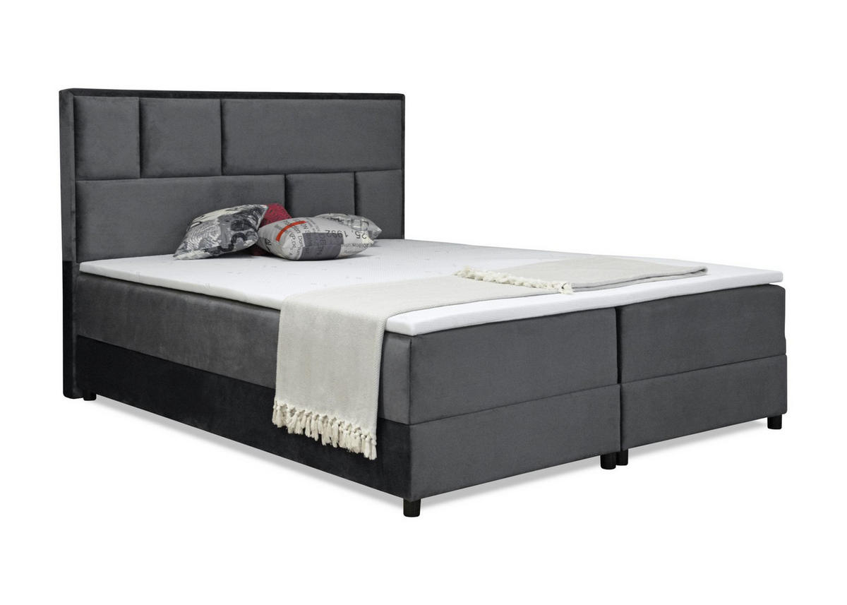 BOXSPRING KREVET 160/200 cm     siva  - siva/crna, Moderno, drvni materijal/drvo (160/200cm) - Hom`in