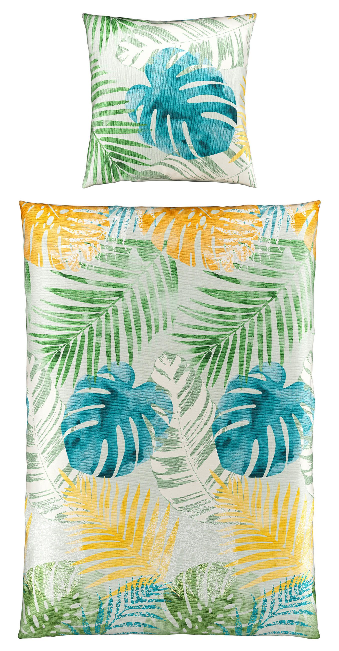 WENDEBETTWÄSCHE Botanic Satin 135/200 cm  - Grün, KONVENTIONELL, Textil (135/200cm) - Esposa
