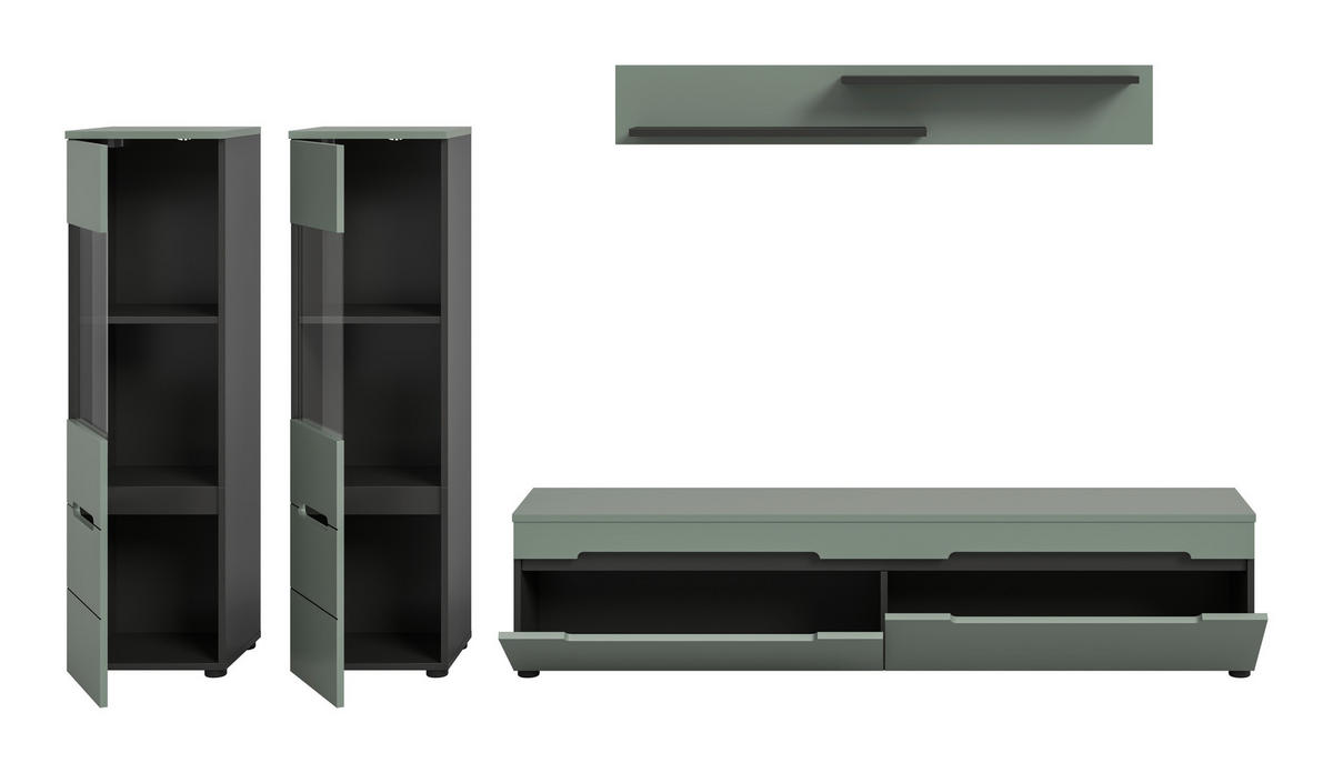 OBÝVACÍ STĚNA  - černá, Design, kompozitní dřevo/plast (272/141/33cm) - Livetastic