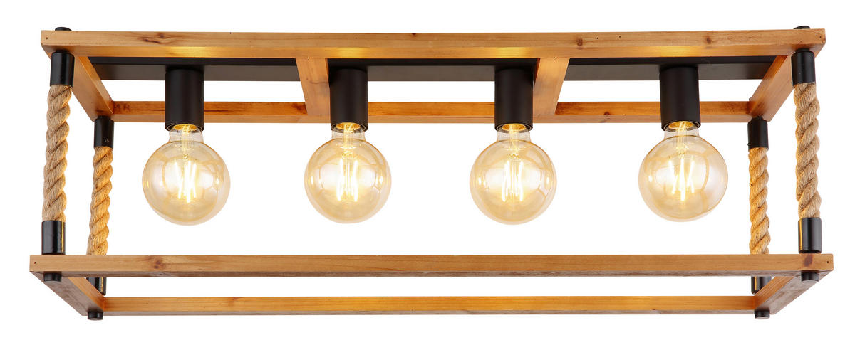 DECKENLEUCHTE    80/25/31 cm  - Schwarz/Braun, Natur, Naturmaterialien/Holz (80/25/31cm) - Globo