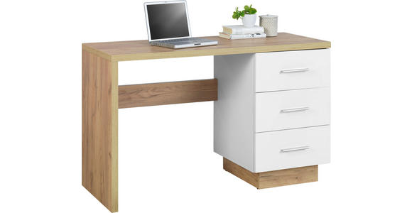 SCHREIBTISCH - Eichefarben/Alufarben, Basics, Holzwerkstoff/Kunststoff (120/75/50cm) - Hom`in