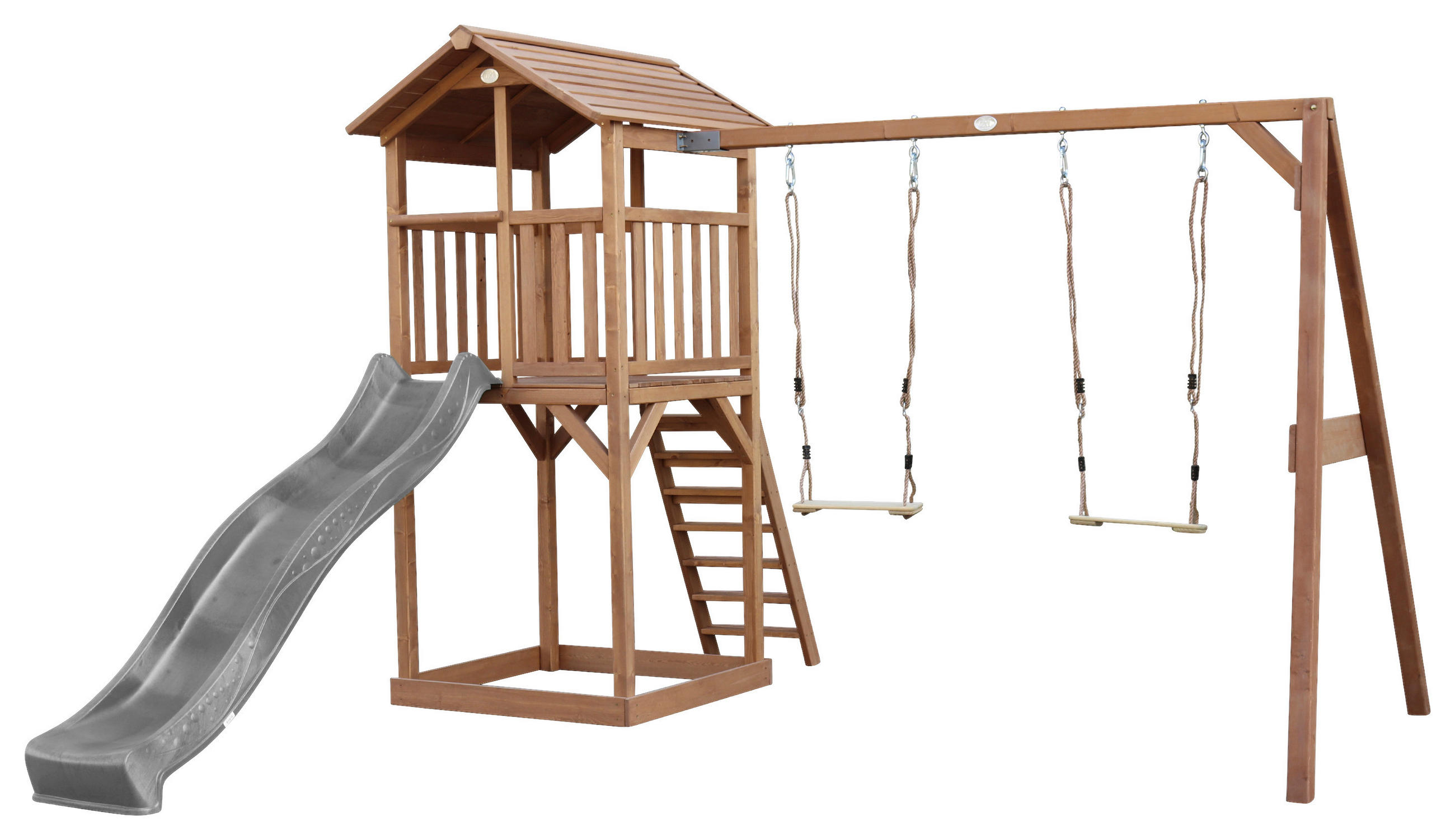 SPIELTURM 356,6/241,9/349 cm  - Braun/Grau, KONVENTIONELL, Holz/Kunststoff (356,6/241,9/349cm) - Ambia Garden