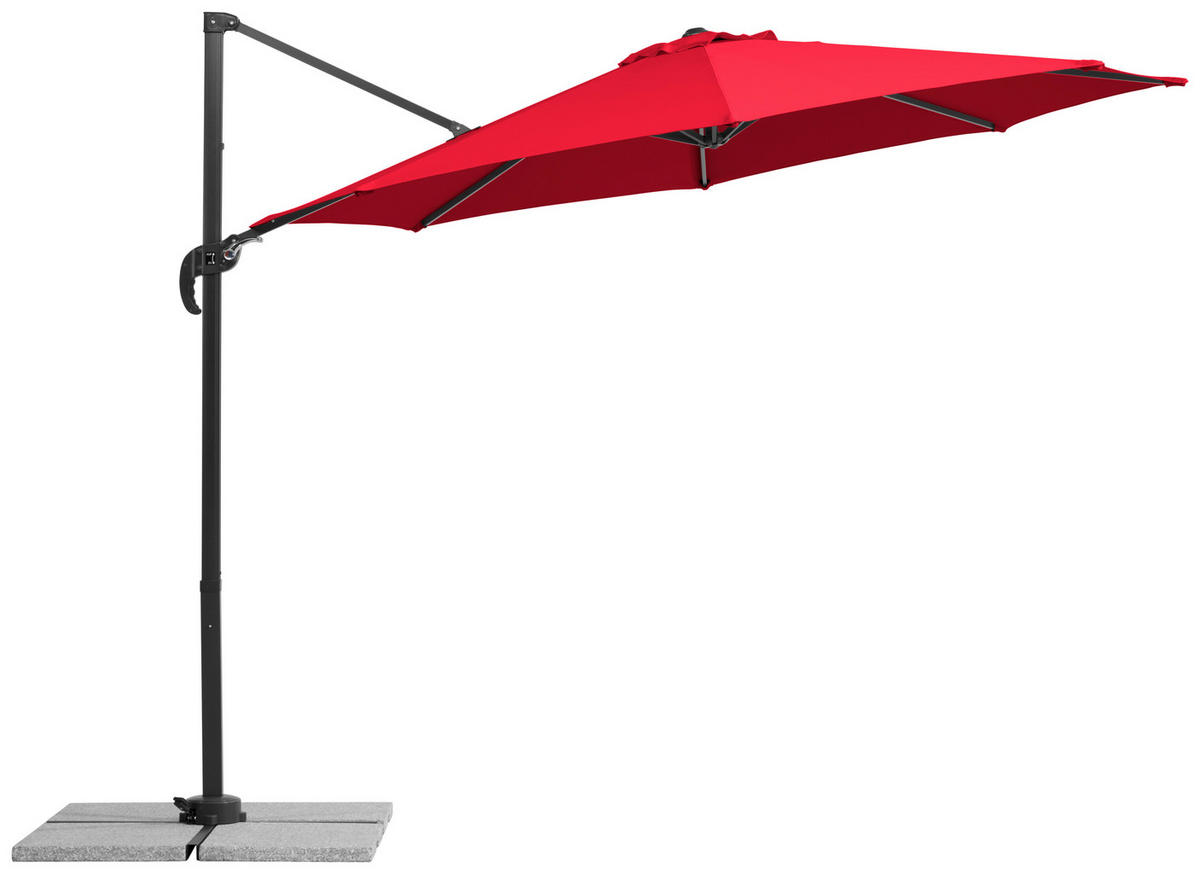 BOČNÍ SLUNEČNÍK 352/244/300 cm - antracitová/červená, Basics, kov/textil (352/244/300cm)