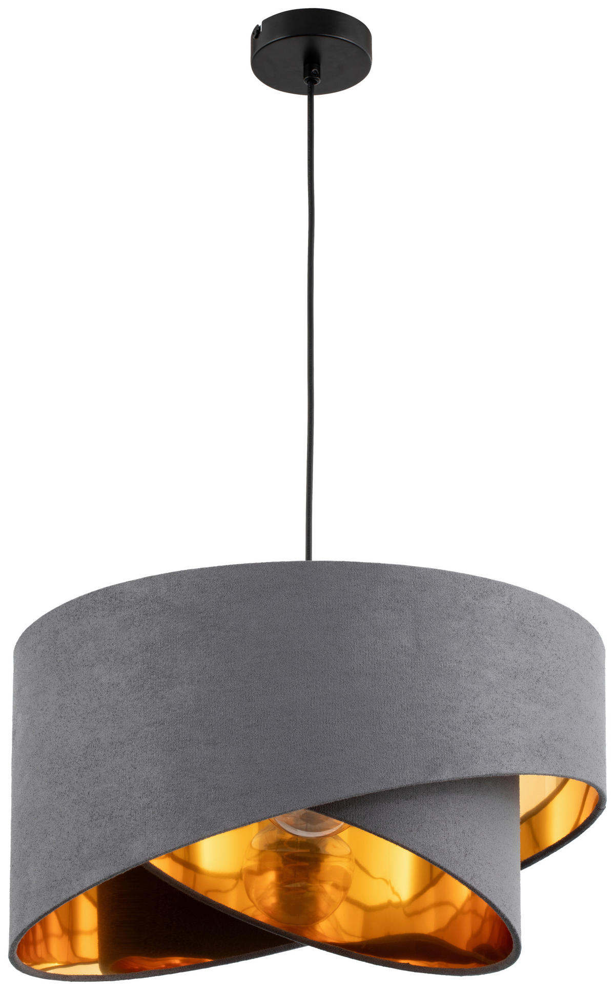 ZÁVESNÉ SVIETIDLO, 45/130 cm  - sivá/zlatá, Trend, kov/textil (45/130cm) - Novel