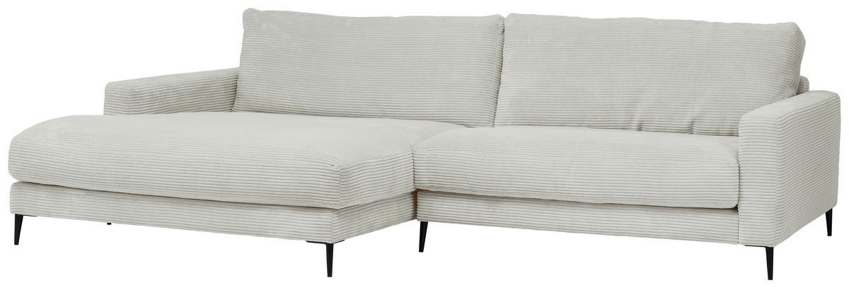 ECKSOFA Hellgrau Cord  - Hellgrau/Schwarz, Design, Textil/Metall (190/272cm) - Pure Home Lifestyle