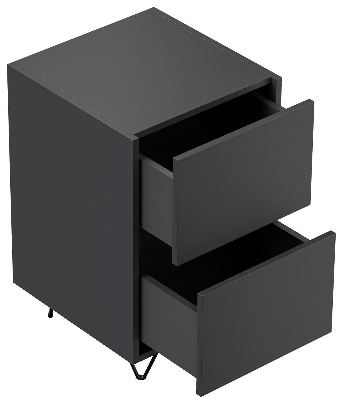 NACHTTISCH 41,2/65/42 cm  - Graphitfarben/Schwarz, Basics, Holzwerkstoff/Metall (41,2/65/42cm) - MID.YOU