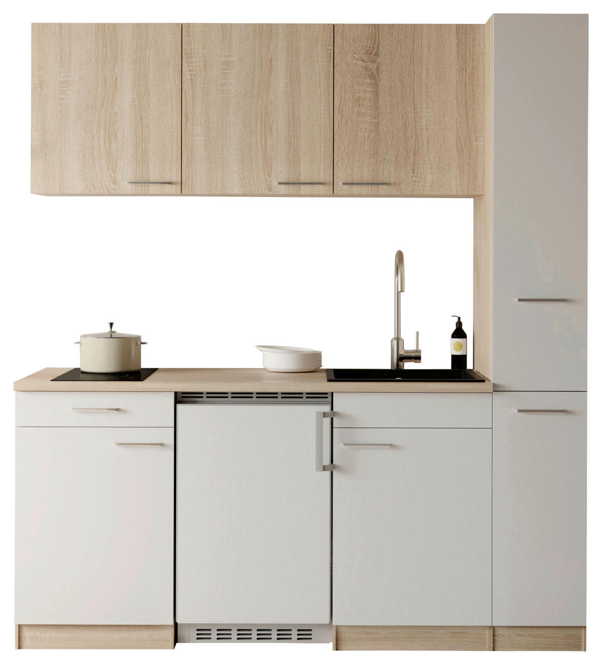 KUHINJSKI BLOK - barve hrasta/bela, Design, umetna masa/leseni material (180cm) - Respekta