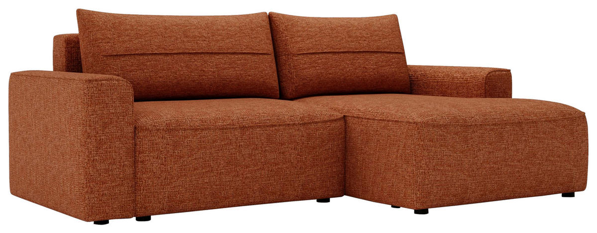 ECKSOFA in Chenille Rostfarben  - Rostfarben/Schwarz, Design, Kunststoff/Textil (233/144cm) - Livetastic