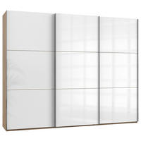 SCHWEBETÜRENSCHRANK 300/236/65 cm 3-türig Weiß, Eichefarben  - Chromfarben/Eichefarben, MODERN, Holzwerkstoff (300/236/65cm) - MID.YOU