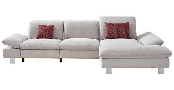 WOHNLANDSCHAFT Hellgrau - Chromfarben/Hellgrau, KONVENTIONELL, Textil (314/170cm) - Voleo
