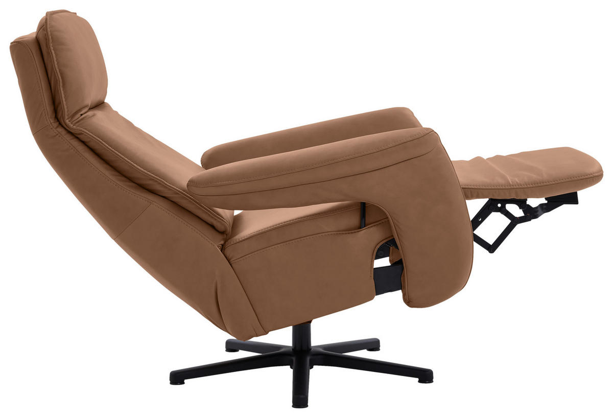 RELAXSESSEL in Leder Braun  - Schwarz/Braun, Design, Leder/Metall (83/112/87-174cm) - Valdera