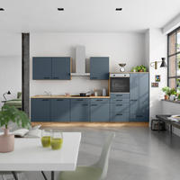 KÜCHENBLOCK Easytouch 360 cm  in Eichefarben, Dunkelblau  - Eichefarben/Schwarz, MODERN, Holzwerkstoff/Metall (360cm) - Nobilia