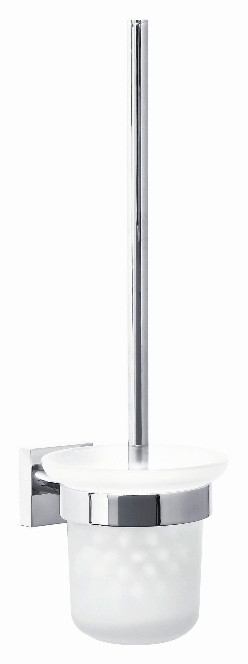 WC-BÜRSTENGARNITUR - Chromfarben/Weiß, Basics, Glas/Kunststoff (39/11,6/14,7cm) - Tesa