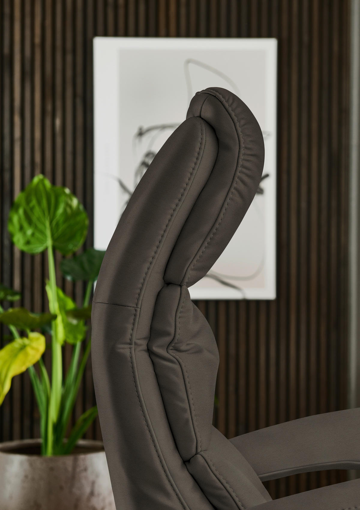 RELAXSESSEL in Leder Graubraun  - Edelstahlfarben/Graubraun, Design, Leder/Metall (76/119/86cm) - Dieter Knoll