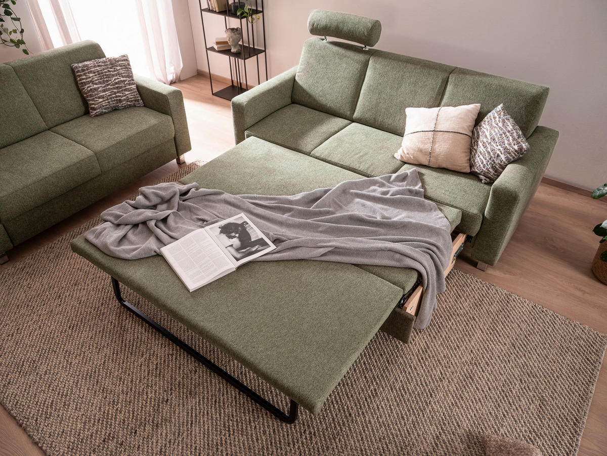 3-SITZER-SOFA in Flachgewebe Grün  - Chromfarben/Grün, Design, Textil/Metall (195/83/85cm) - Xora